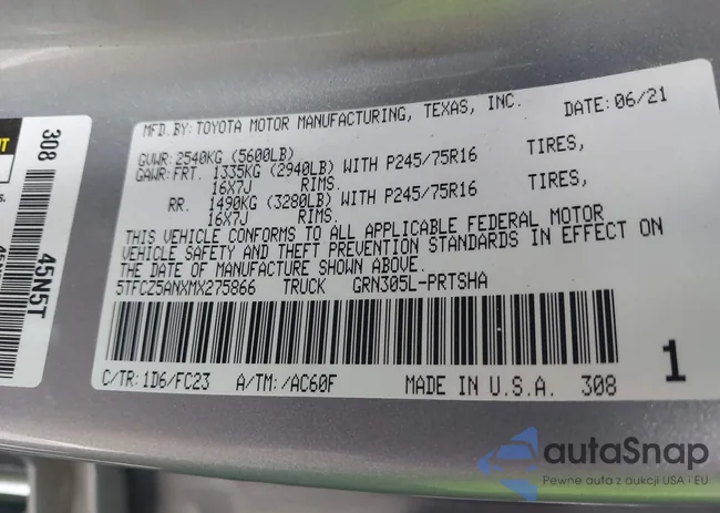 5TFCZ5ANXMX275866: 44092171