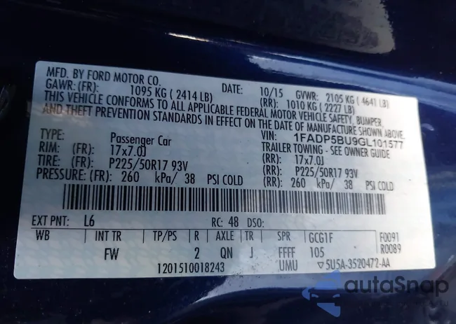 1FADP5BU9GL101577: 44092256