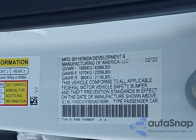 1HGCV1F50NA019089: 44092294