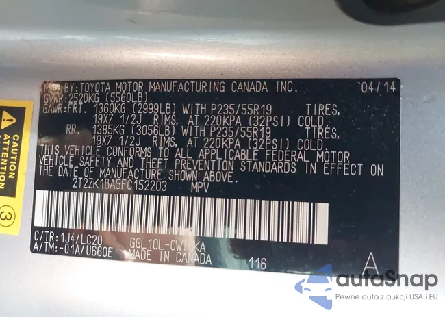 2T2ZK1BA5FC152203: 44092316