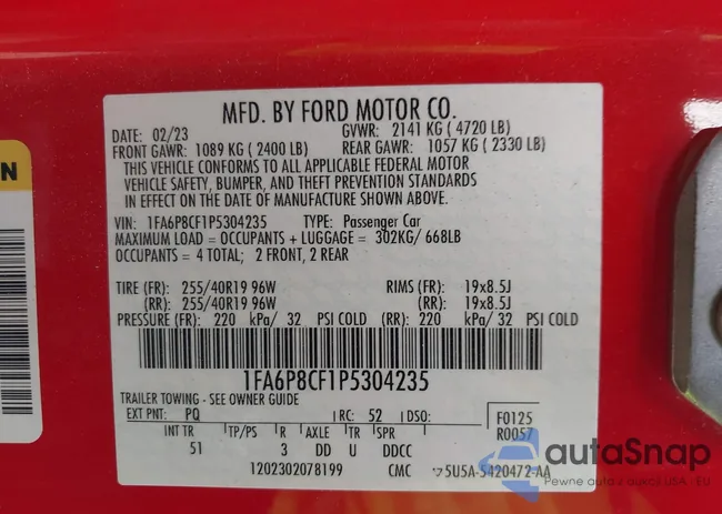 1FA6P8CF1P5304235: 44092395