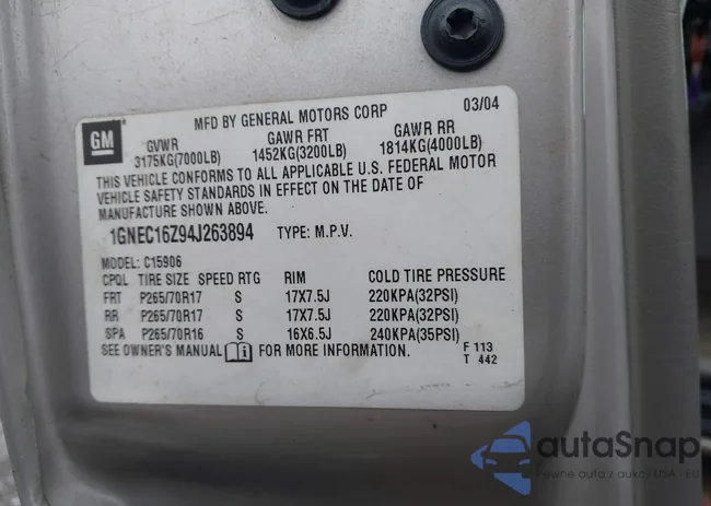 1GNEC16Z94J263894: 44092473