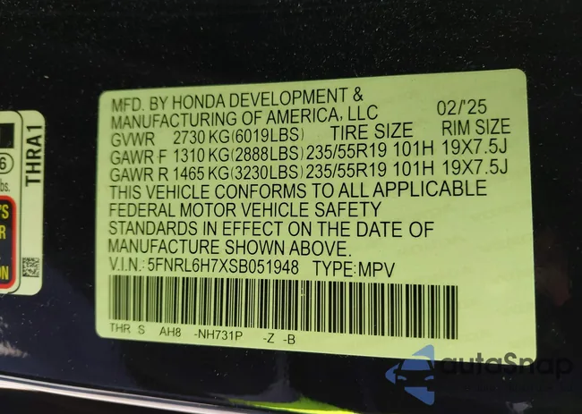 5FNRL6H7XSB051948: 44093607