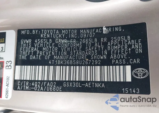 4T1BK36B58U267292: 44093631