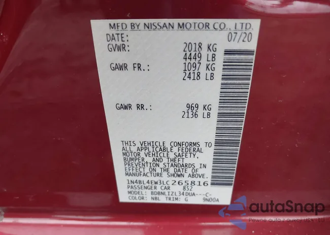 1N4BL4EW3LC265816: 44093751