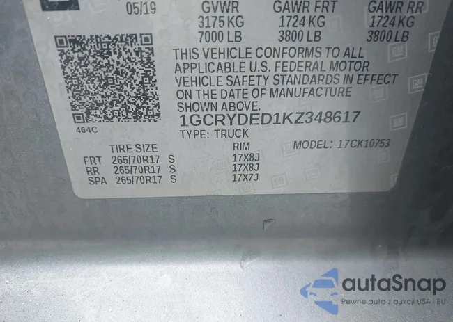 1GCRYDED1KZ348617: 44093761