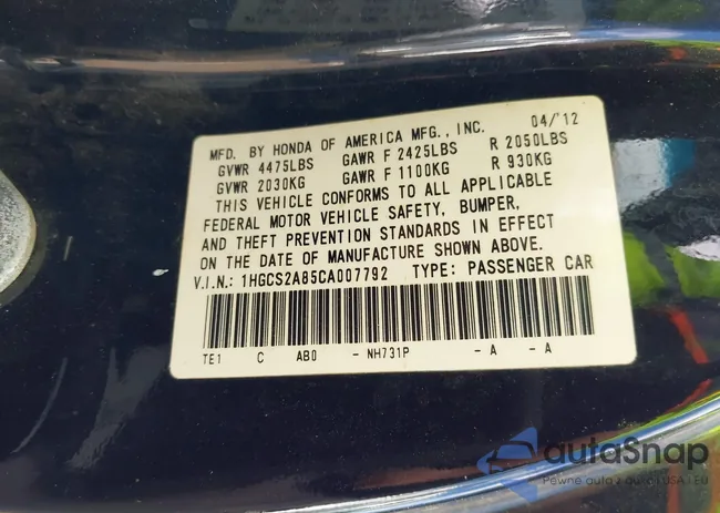 1HGCS2A85CA007792: 44093816