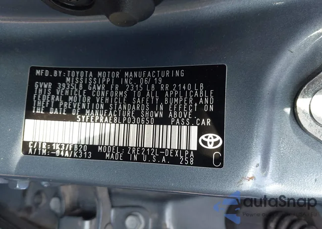 5YFEPRAE8LP030650: 44093870