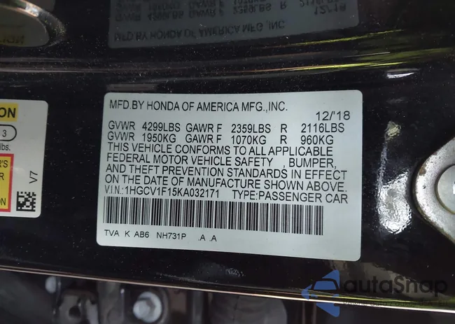 1HGCV1F15KA032171: 44093911