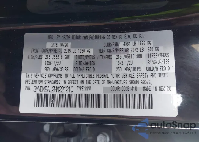 3MVDMBAL2MM221210: 44093927