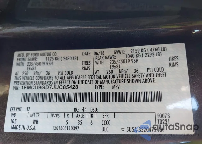 1FMCU9GD7JUC85428: 44093929