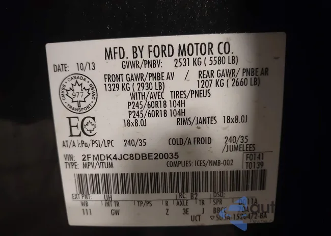 2FMDK4JC8DBE20035: 44094065