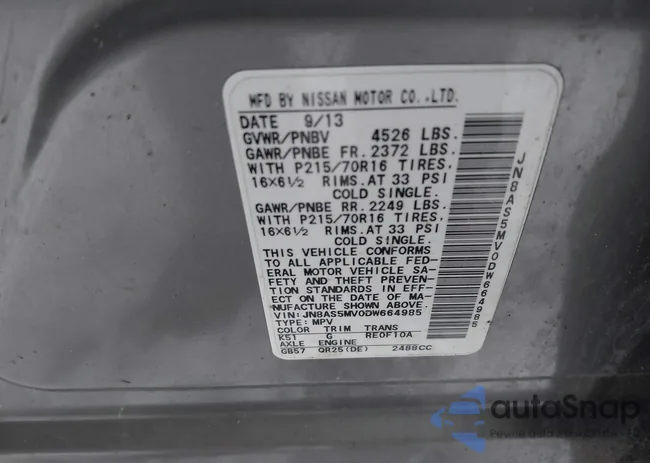 JN8AS5MV0DW664985: 44094100