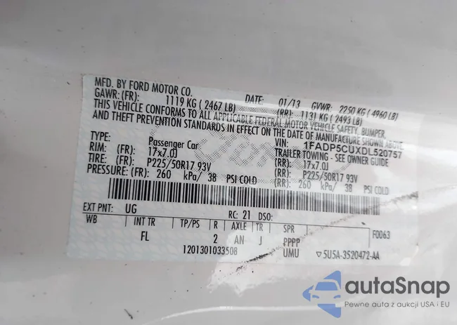 1FADP5CUXDL520757: 44093391