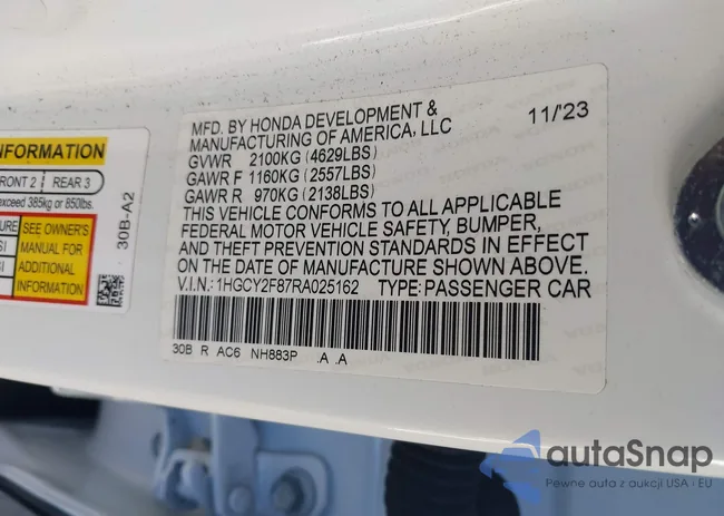 1HGCY2F87RA025162: 44094697