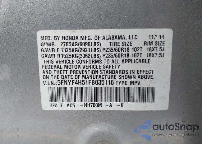 5FNYF4H51FB035116: 44094853