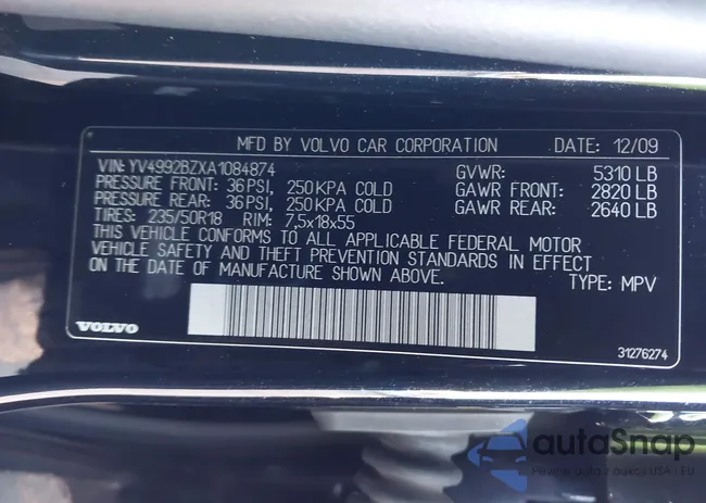 YV4992BZXA1084874: 44094955