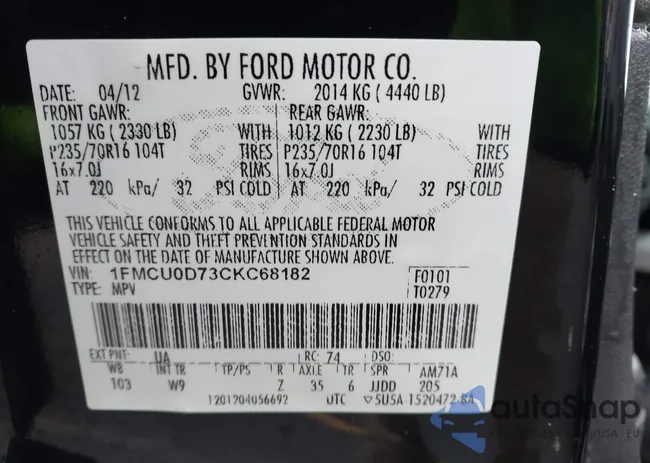 1FMCU0D73CKC68182: 44095010