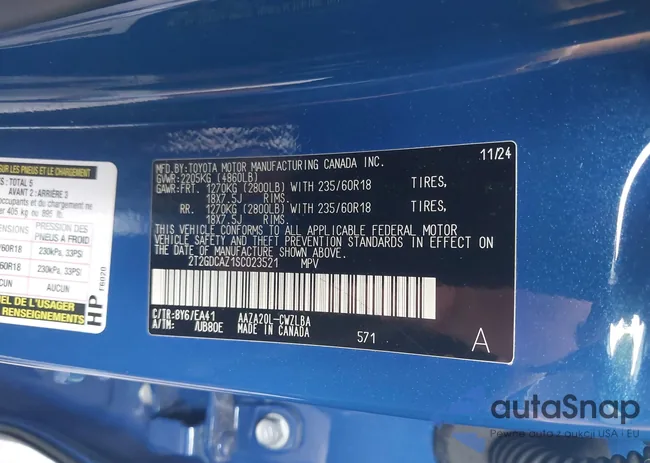 2T2GDCAZ1SC023521: 44095019