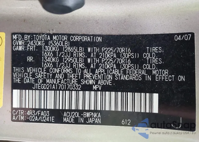 JTEGD21A170170332: 44095100