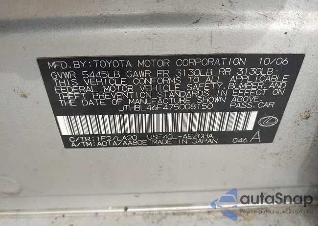 JTHBL46F475008150: 44095140