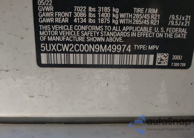 5UXCW2C00N9M49974: 44094333