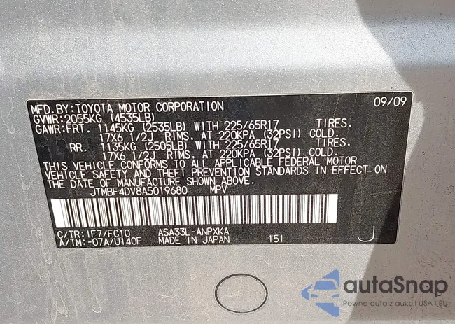 JTMBF4DV8A5019680: 44094341