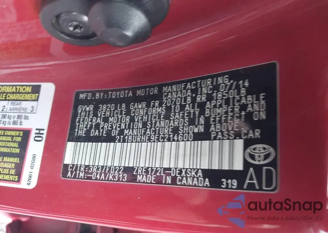 2T1BURHE9EC214600: 44094391