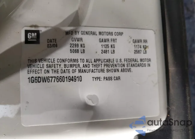 1G6DW677660194910: 44094545