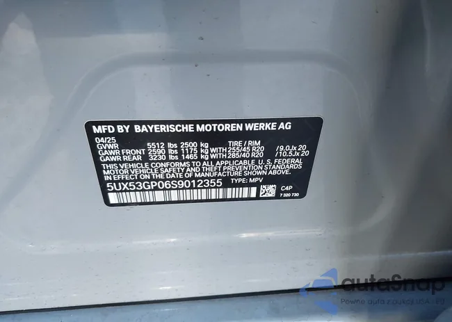 5UX53GP06S9012355: 44095704