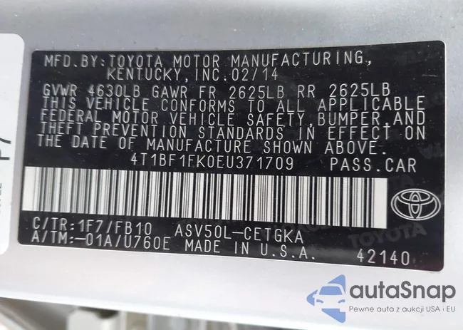 4T1BF1FK0EU371709: 44095801