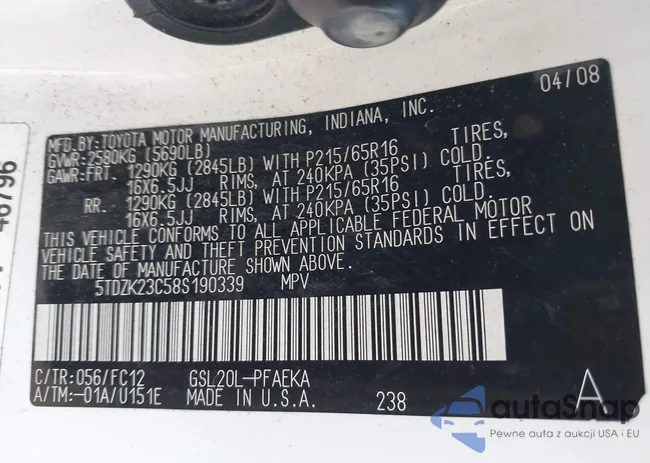 5TDZK23C58S190339: 44095862