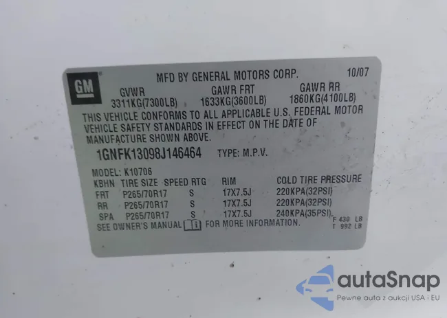 1GNFK13098J146464: 44095910