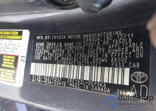 2T1BU4EE1BC751321: 44096047