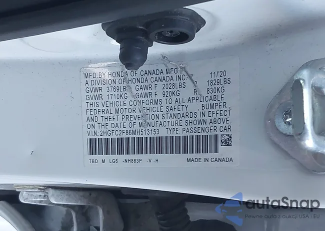 2HGFC2F86MH513153: 44095273