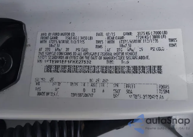 1FTEW1EF1FKE27532: 44095323