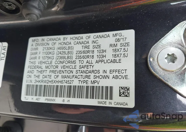 2HKRW2H5XHH674527: 44095365