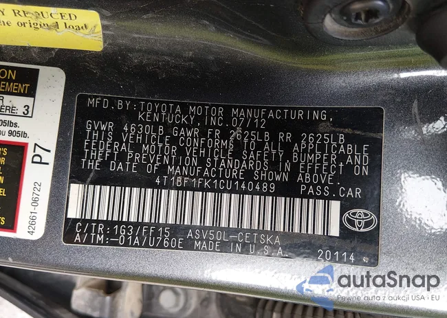 4T1BF1FK1CU140489: 44095539