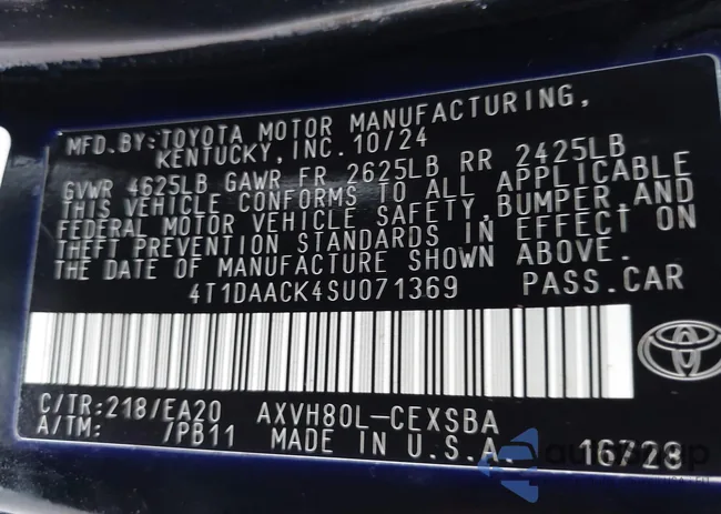 4T1DAACK4SU071369: 44096624