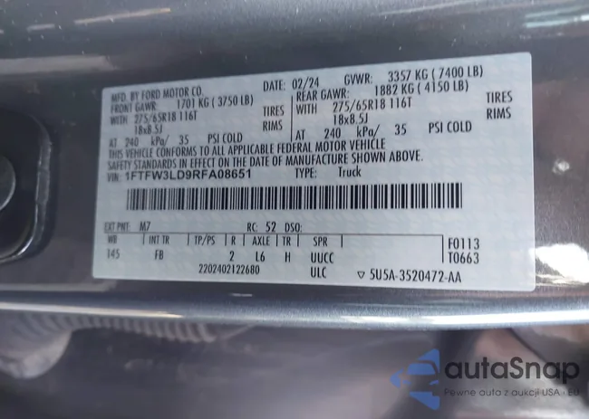 1FTFW3LD9RFA08651: 44096653