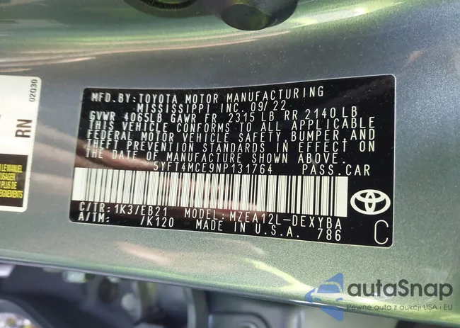 5YFT4MCE9NP131764: 44096674