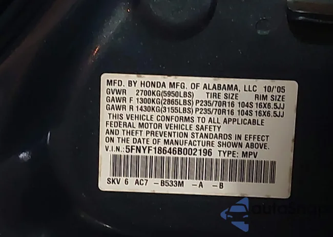 5FNYF18646B002196: 44096839