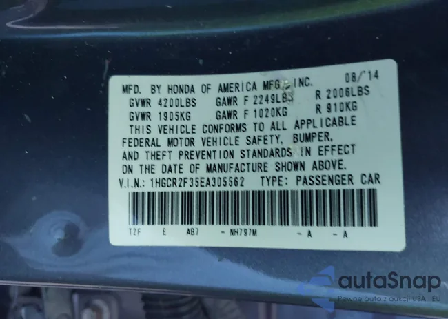 1HGCR2F35EA305562: 44097010