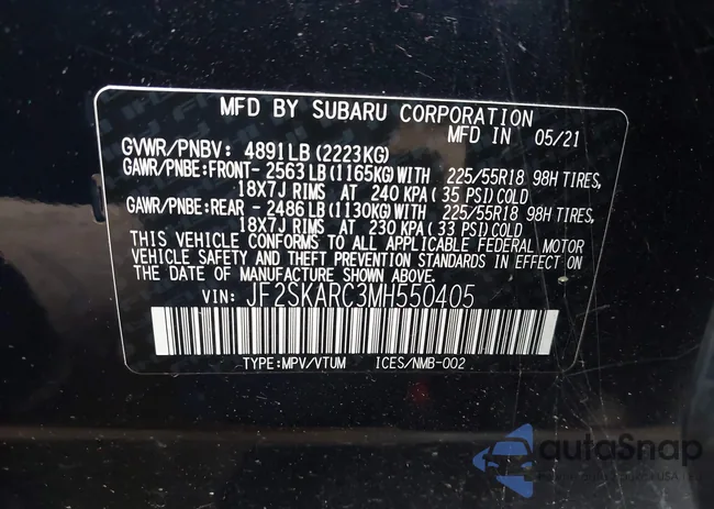 JF2SKARC3MH550405: 44097065