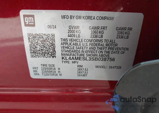 KL4AMESL3SB038756: 44096197