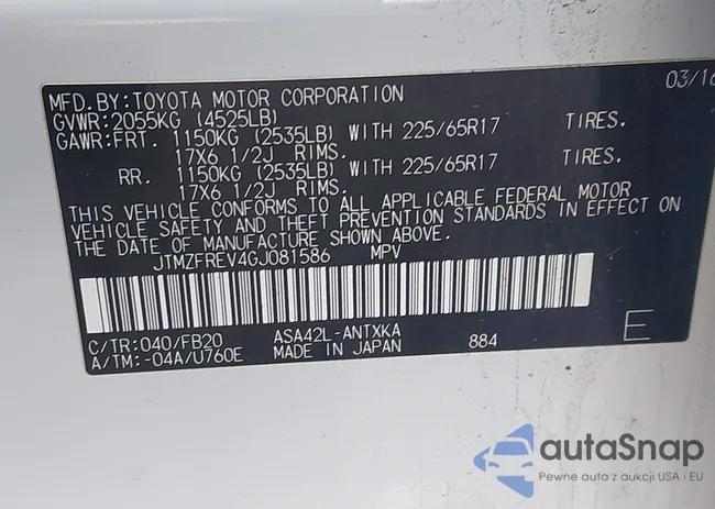 JTMZFREV4GJ081586: 44096240