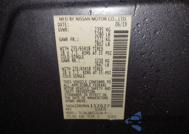 5N1AZ2MS8KN152627: 44096443