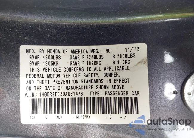 1HGCR2F32DA061478: 44097593