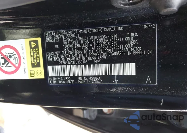 2T2BK1BA3CC153105: 44097770