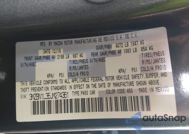 3MZBN1L35JM274361: 44097162